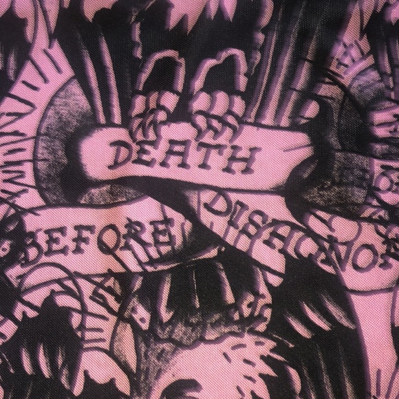 💀Ed Hardy “DEATH BEFORE DISHONOR “Logo Tube Top Dress - Y2K Size -Large - Picture 6 of 9